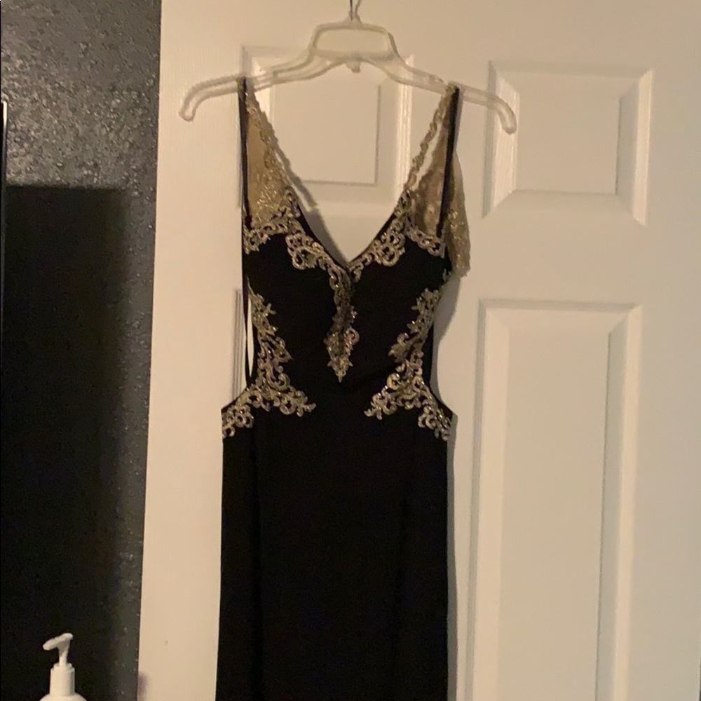 Black dress beautiful gold embroidery